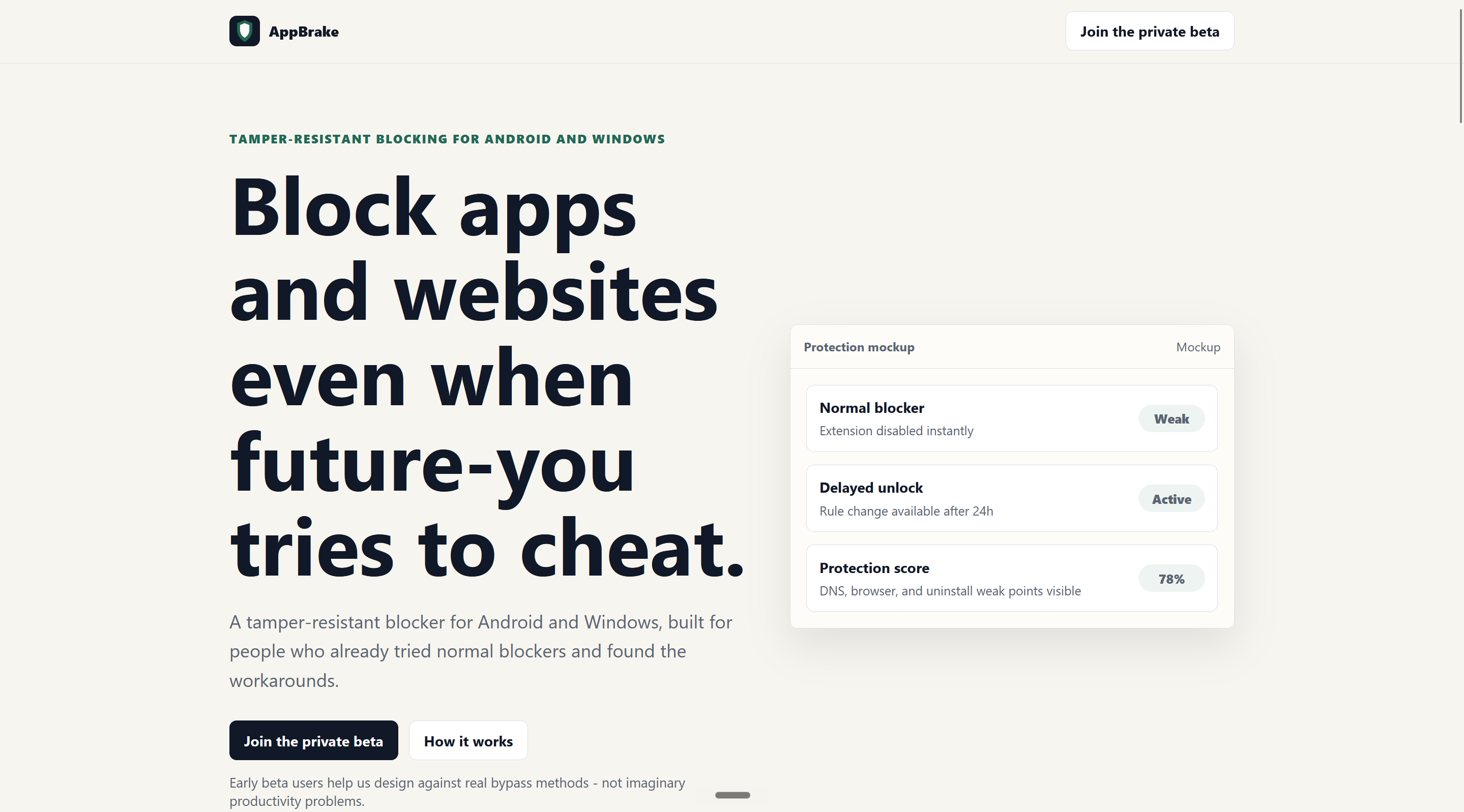 AppBrake website preview